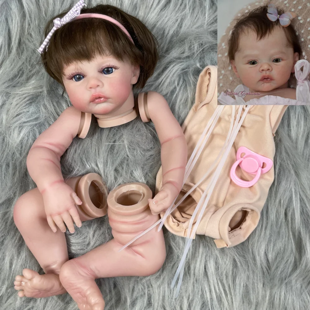 17inch Reborn Meadow Painted Doll Kit Parts With Hair Transplant and Eyelashes 3D Painted Skin Visible Veins Lifelike Mold Parts