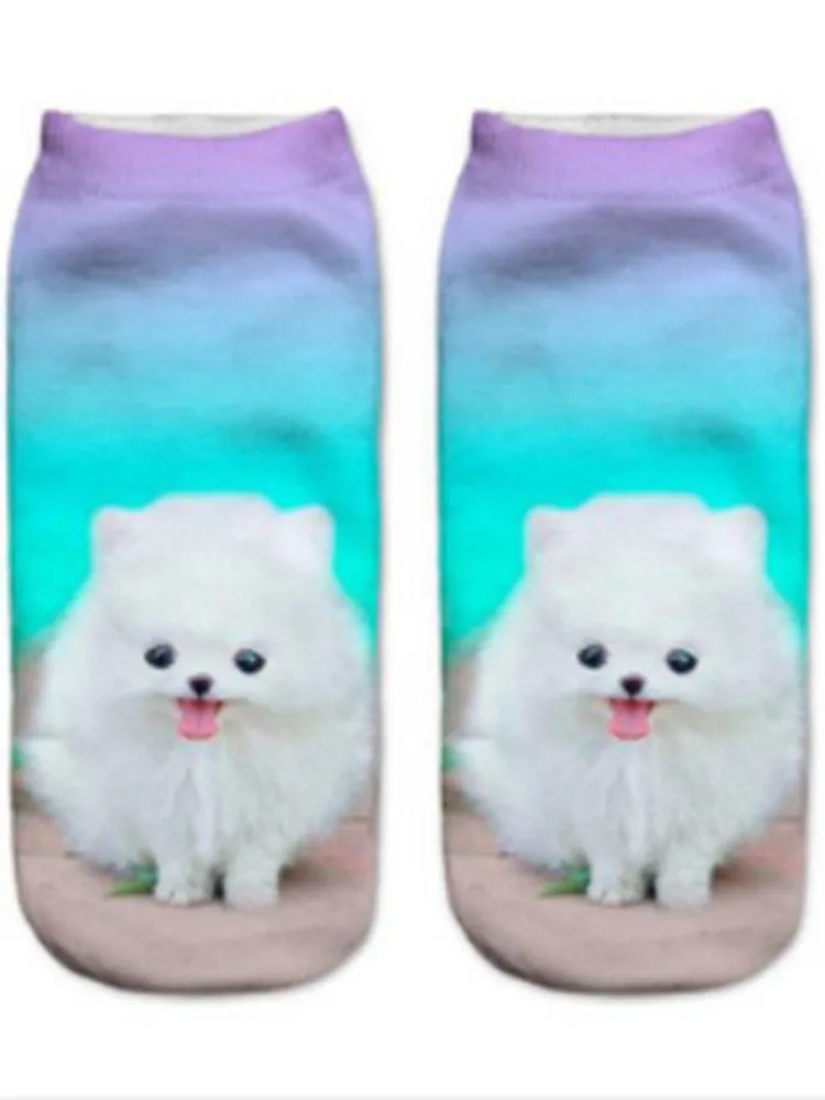 Nowa gorąca sprzedaż Skarpety damskie z nadrukiem cyfrowym 3D Unisex Fashion Cute Short Sock Women Low Anklet Print Cute Dog Sock — zdjęcie 2