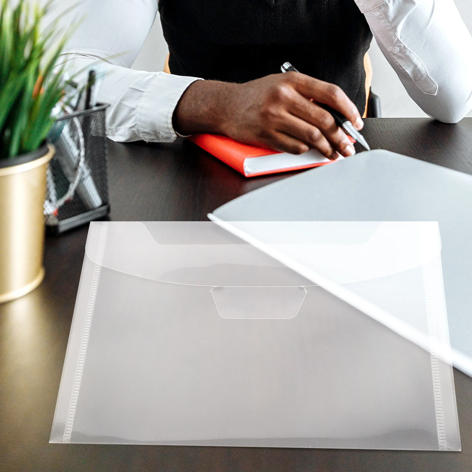 

20pcs Transparent File Bags Premium Pp Material Large Capacity Lightweight Reusable File Pouches For Office School Document