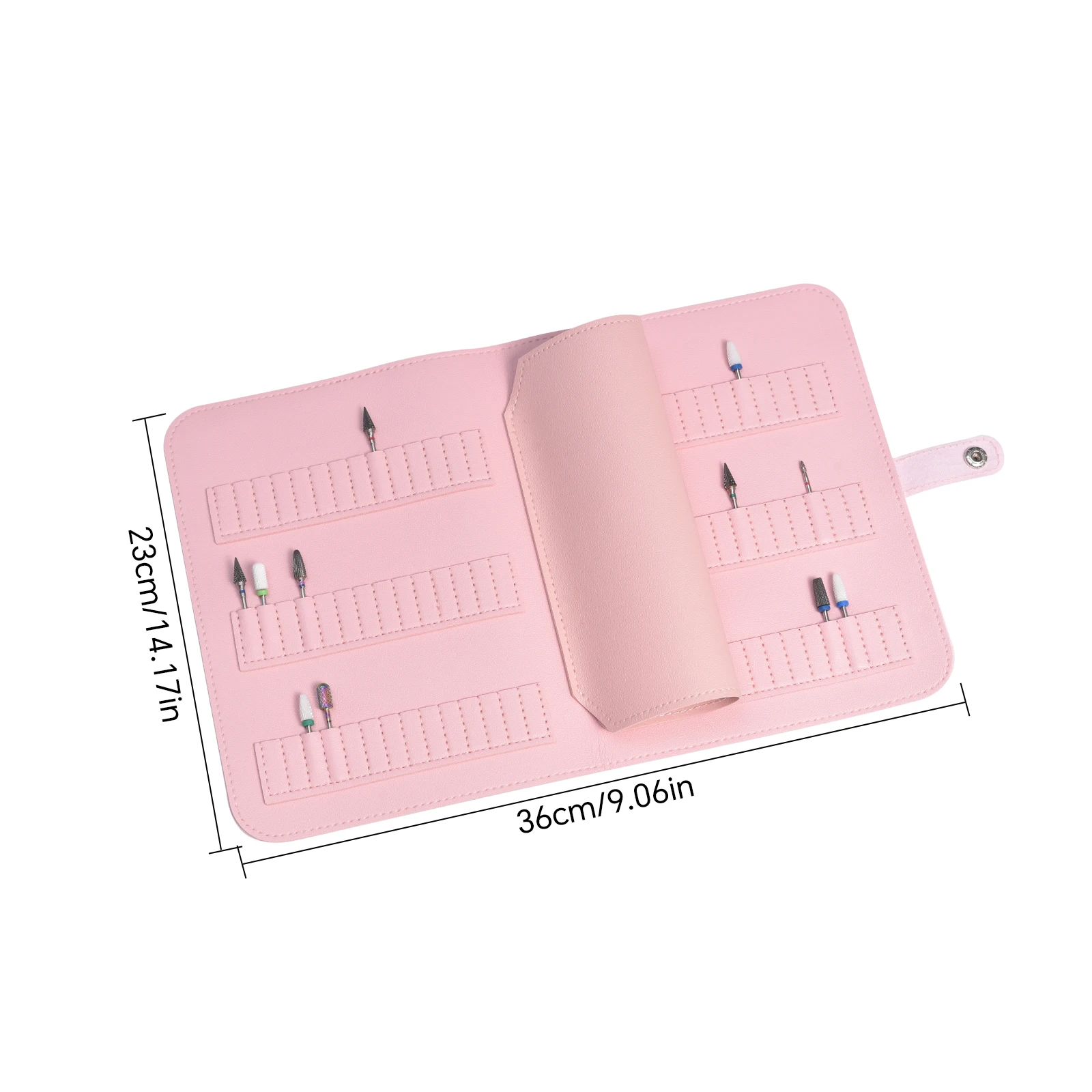 Bolsa organizadora de brocas de 84 buracos, estampa de cobra, preto, branco, couro pu, portátil, acessório de manicure, faça você mesmo, armazenamento de ferramentas de arte de unhas