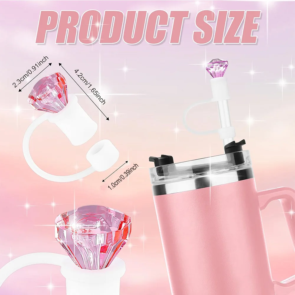 7pcs Cup Accessories Set for 30oz 40oz Tumbler Cup Mug Including Crystal Straw Cover Bow Cover  Spill Stopper Proof for Stanley