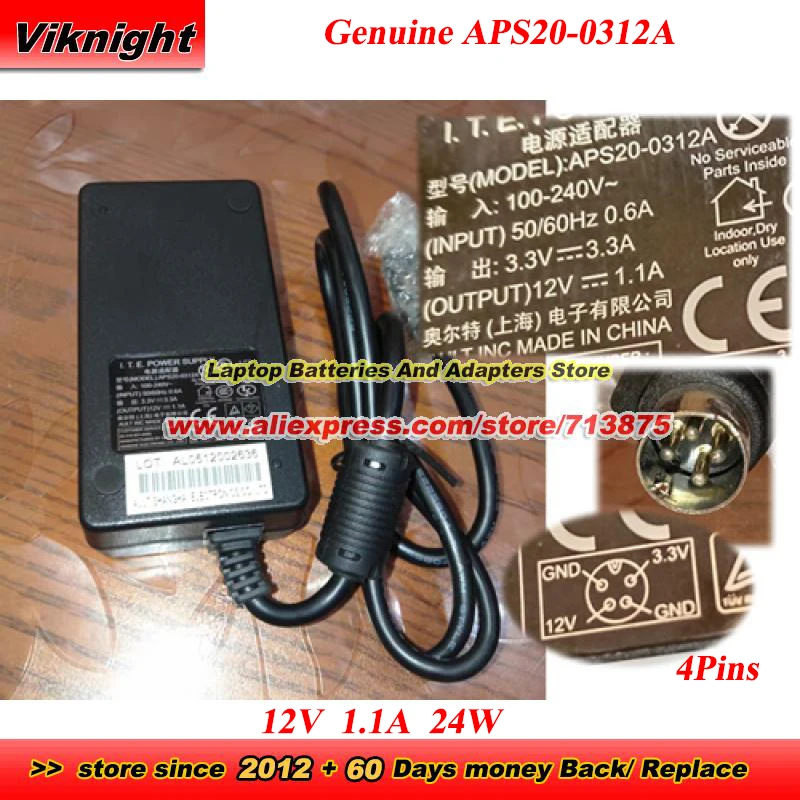 Genuine APS20-0312A AC Adapter INPUT 3.3V 3.3A OUTPUT 12V 1.1A I.T.E Power Supply For CREATOR Z16 A11UE-204UK