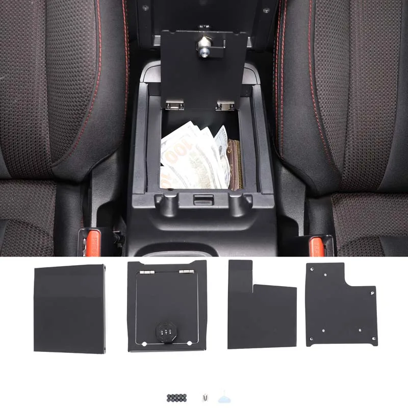 

For Subaru WRX Levorg 2022+ Aluminum Alloy Black Car Center Control Armrest Box Password Lock Safe Car Modification Accessories