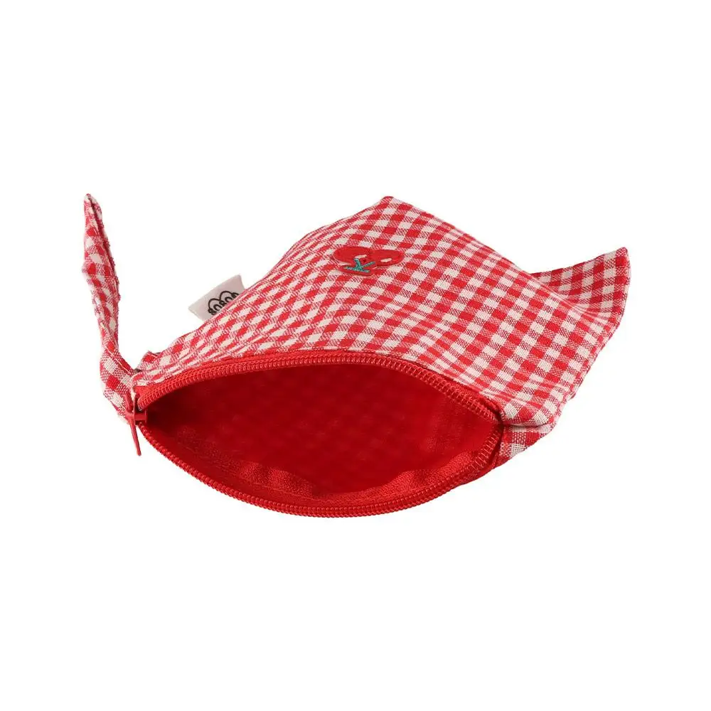 

Korean Style Cherry Cosmetic Bag Toiletry Organizer Large Capacity Plaid Makeup Bags Stationery Bag Pouch Canvas Coin Purse