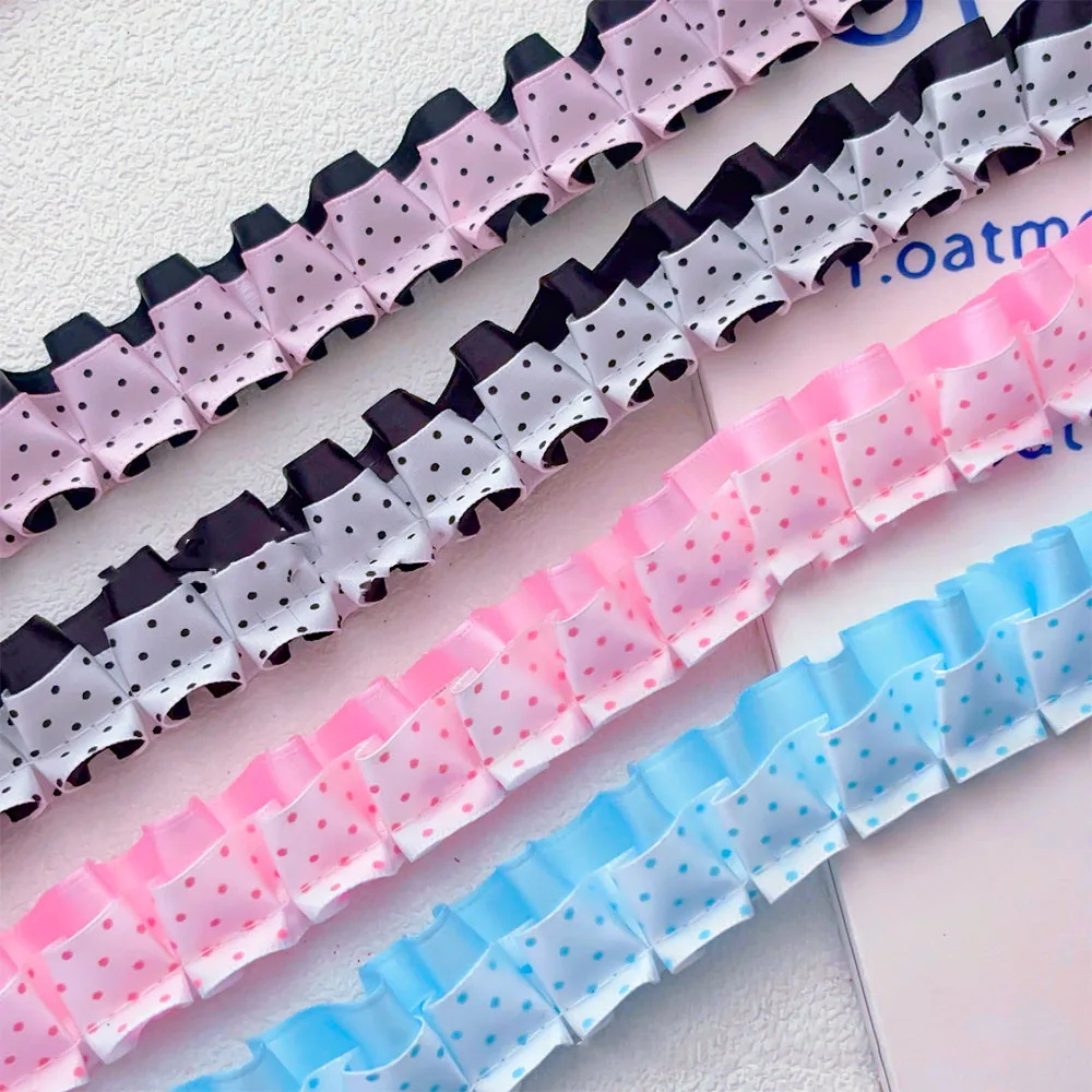 Geraffter Polka-Dot-Spitzenbesatz für Puppenkleidung, individuelle Haaraccessoires, Damenblusenverzierung, Socken, Tischdecke, Geldbörse – Detail 1