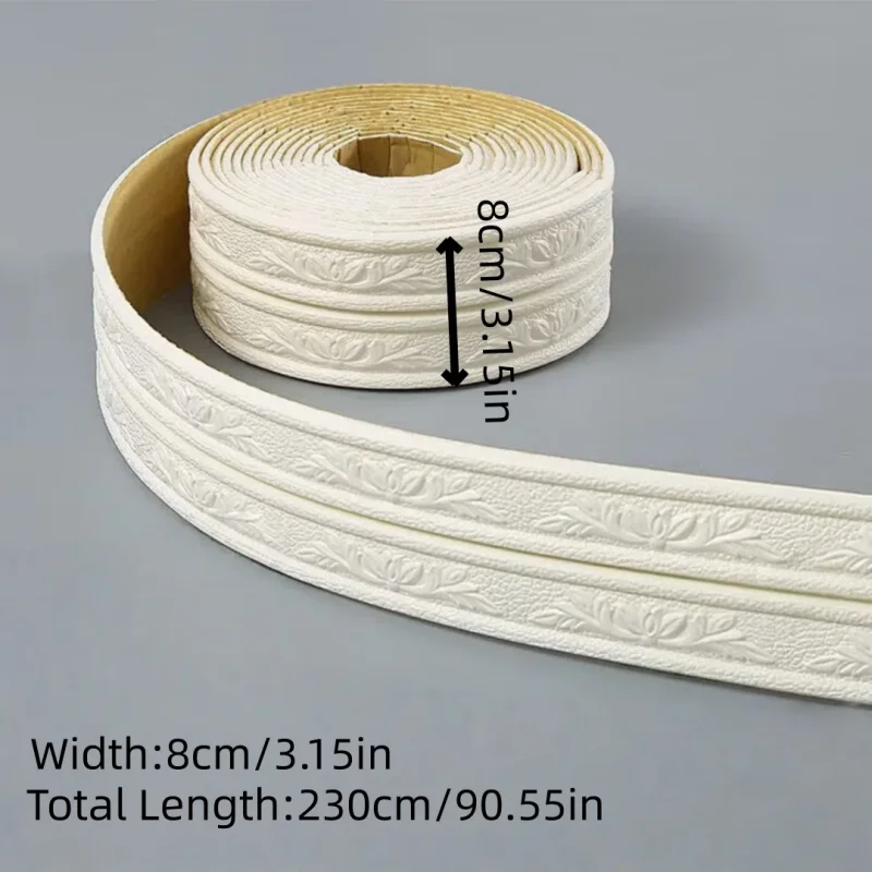 230cm/Roll 3D Foam Wall Edge Strip Stickers Self Adhesive Waterproof Baseboard Border Wall Sticker Bedroom Home Wall Decorations