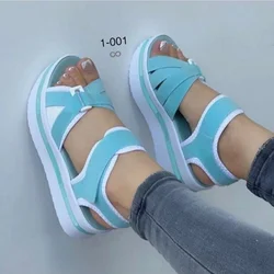 Sandalias de tacón con plataforma y Punta abierta para Mujer, zapatos de cuña informales, novedad de verano, 2023