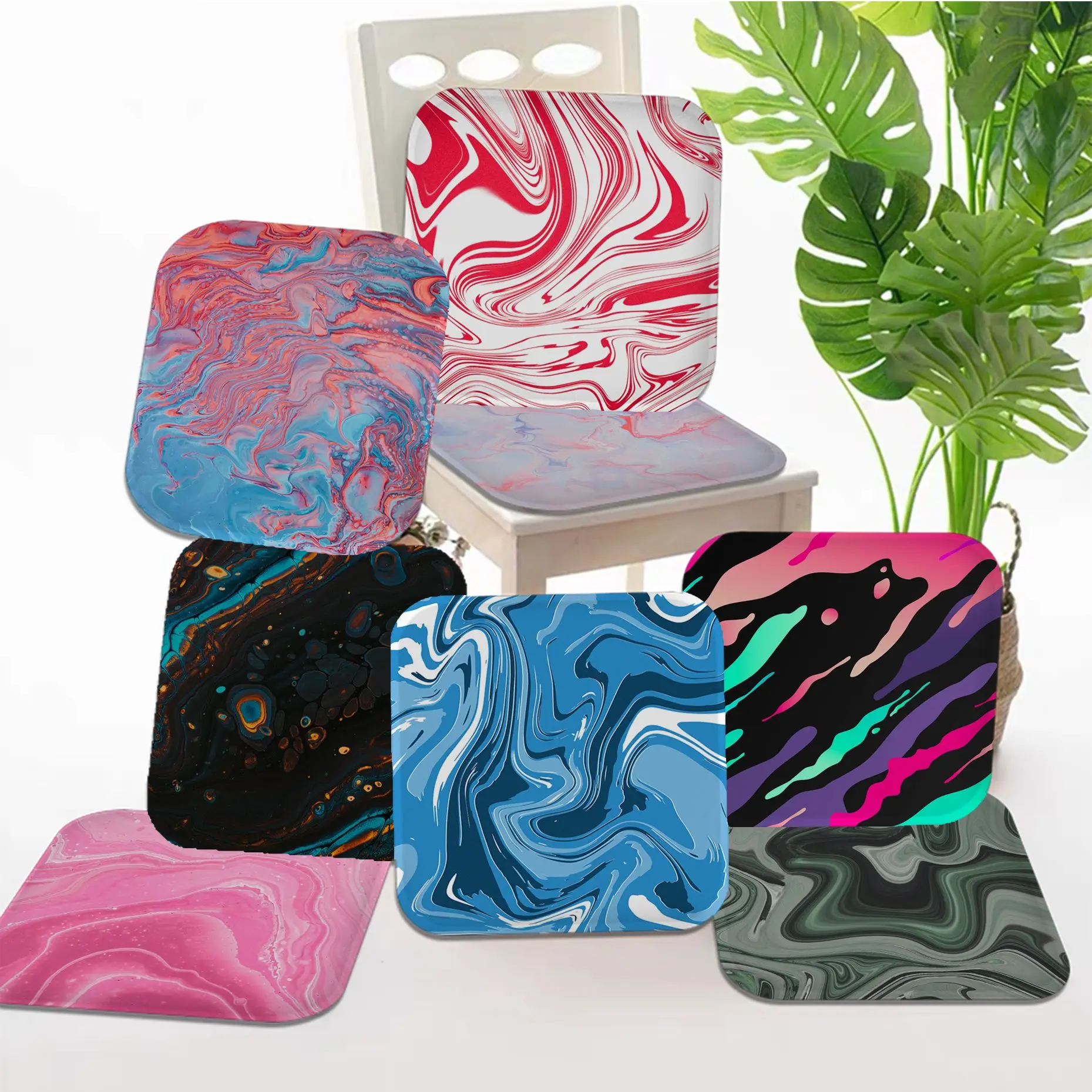 

Strata Liquid Cushion Mat Nordic Printing Chair Cushion Soft Office Car Seat Comfort Breathable 45x45cm Sofa Cushion