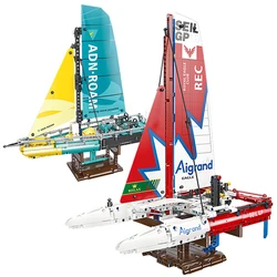 City Ocean Going Type 65 barca a vela modello di nave Building Blocks F50 aliscafo catamarano nave a vela MOC mattoni giocattoli per regalo per bambini