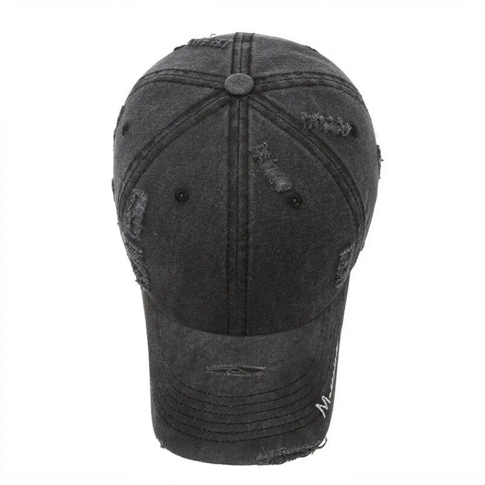 Streetwear Vintage Baseball Hat Washed Cotton Distressed Hip Hop Cap Adjustable Letter Embroidered Sun Shade Visor Caps