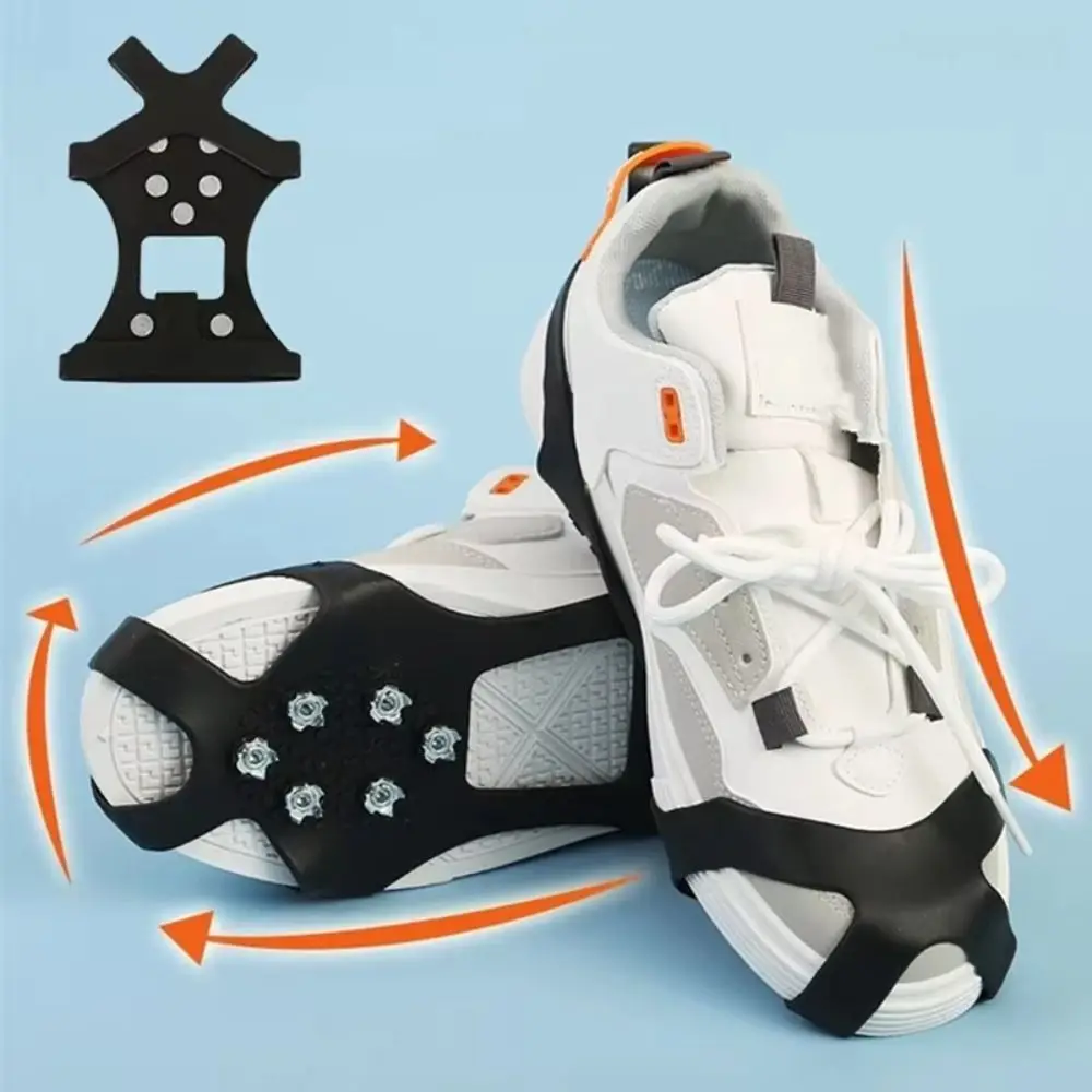 1Pair 10 Teeth Ice Grippers Non-slip Wear-resistant Ice Snow Shoes Spikes Gripper Snow Spikes for Snow Walking Climbing Shoes
