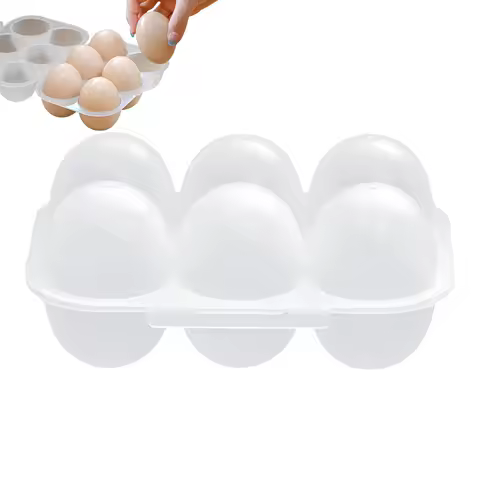 Egg Box 6 Grid Egg Holder Container Clear Reusable Egg Carton with Egg Dispenser Storage Boxes Kitchen Organizer for Camping