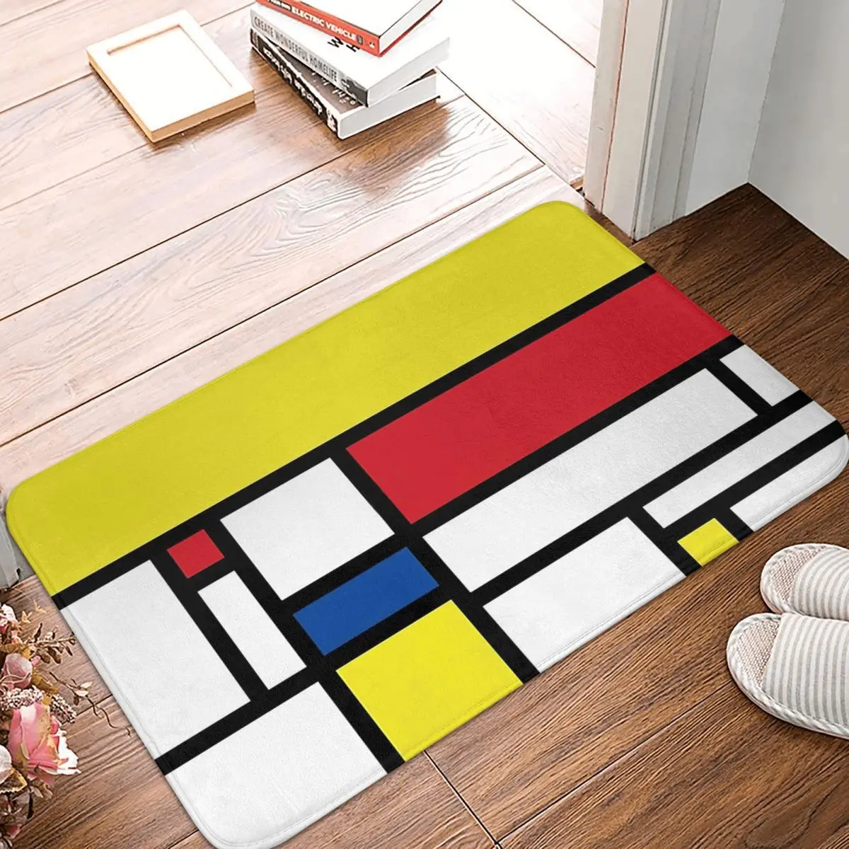 

Mondrian Minimalist Avant-Garde De Stijl Modern Art Bath Mat Square Doormat Kitchen Carpet Balcony Rug Home Decoration