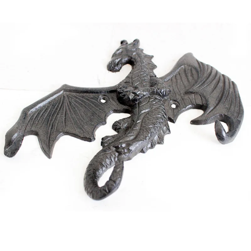 Wall mounted Cast iron antique biwinged dragon hooks for Coat Key holder Rack Hanger Livingroom decor Home decor gift