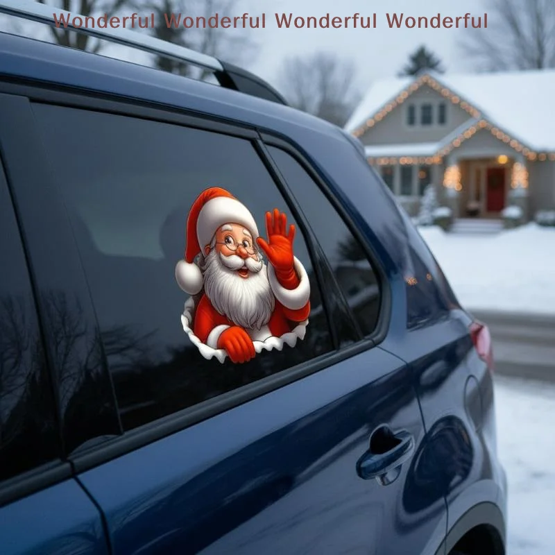 1pc Waving Sticker,3D Self-Adhesive Decal, Suitable For Christmas PVC Car And Window Vinyls, Ideally On Glass/Metallic Surfaces