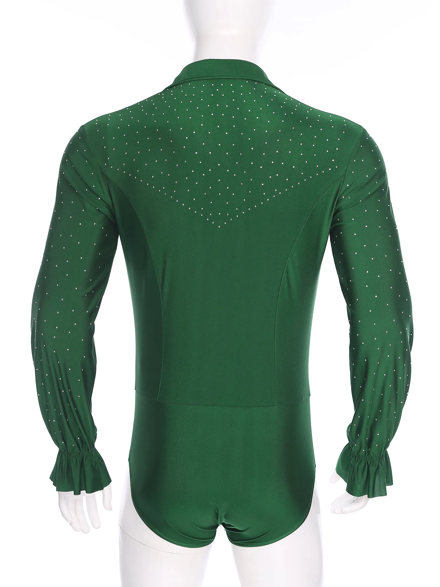 Männer Latin Jazz Dance Trikots Gymnastic Langarm Glitzernden Strass Vintage Body Trikot Dancewear für Ballett Cha-cha