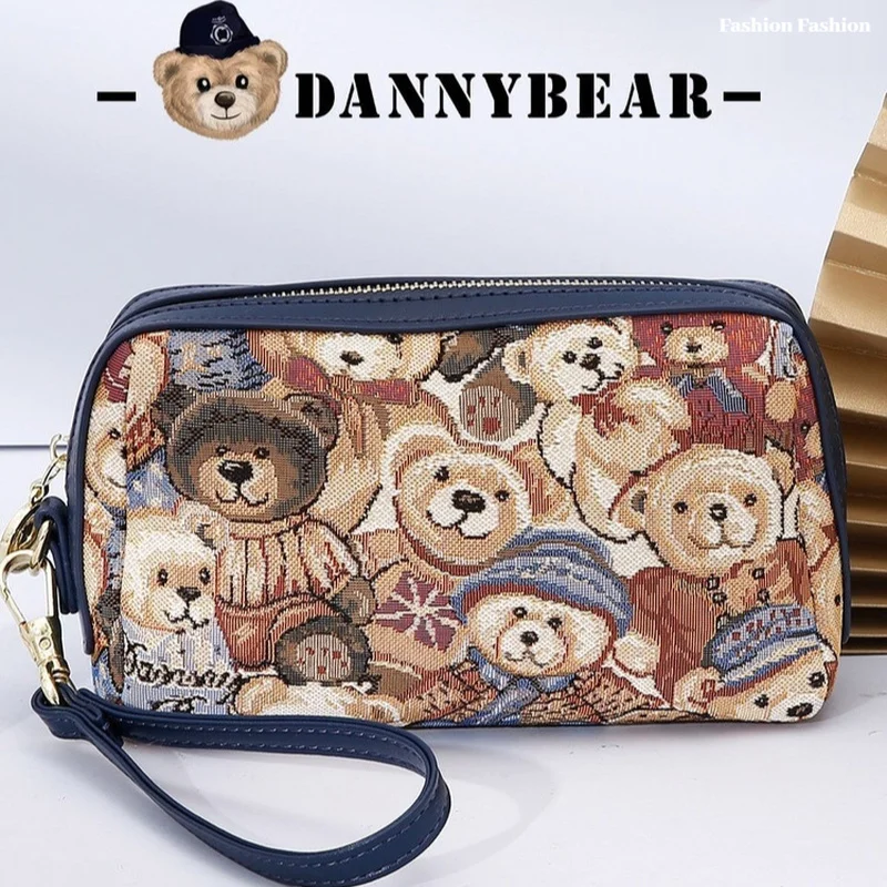 Danny Bear Hand Bag - Soft Cylindrical Storage Bag, No Interlayer, Unisex Style, Zipper Closure, Portable Leisure Accessory