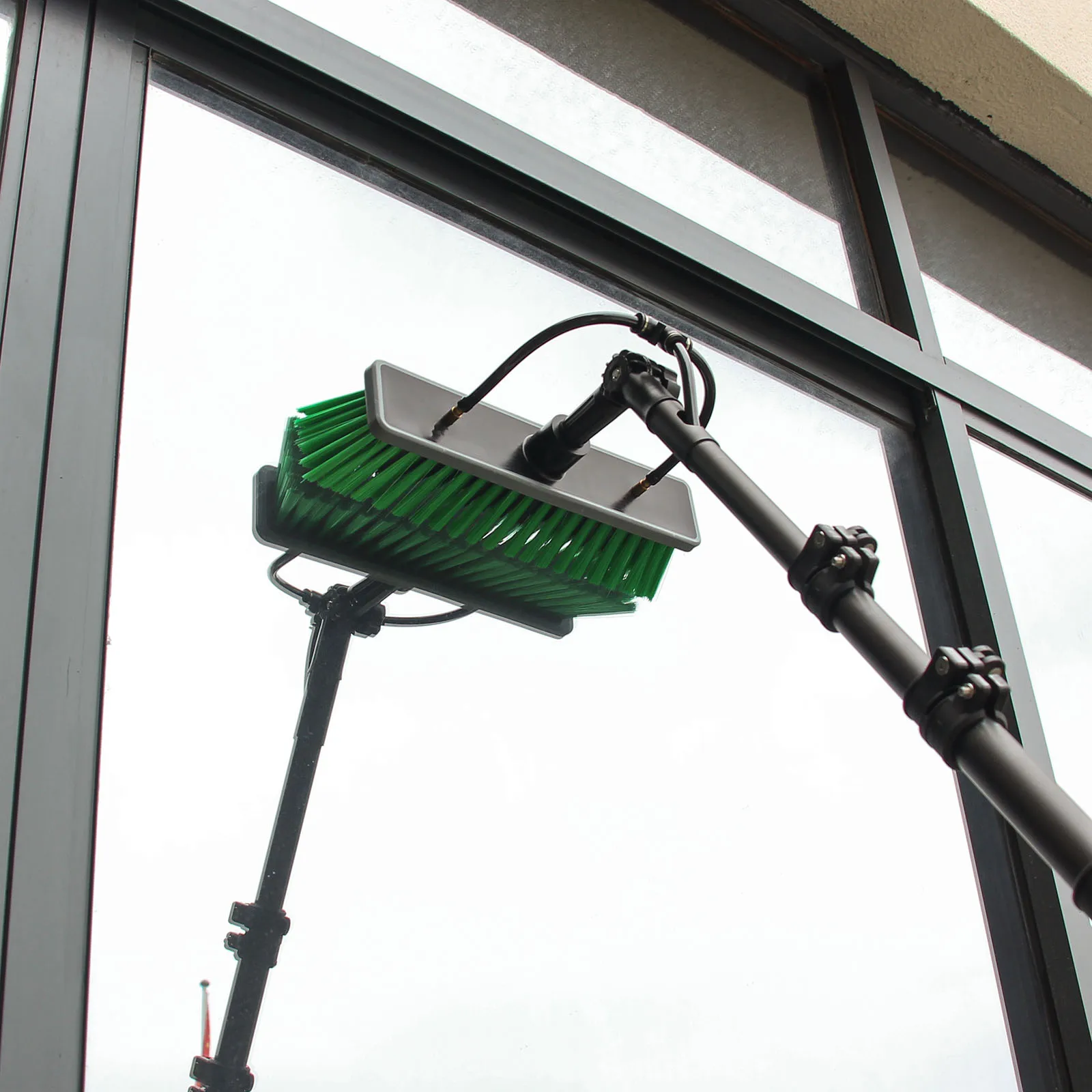 30/36/42FT Telescopic Extension Water Fed Pole Brush Kit for Window/Photovoltaic Solar Panel Cleaning Washing Tool