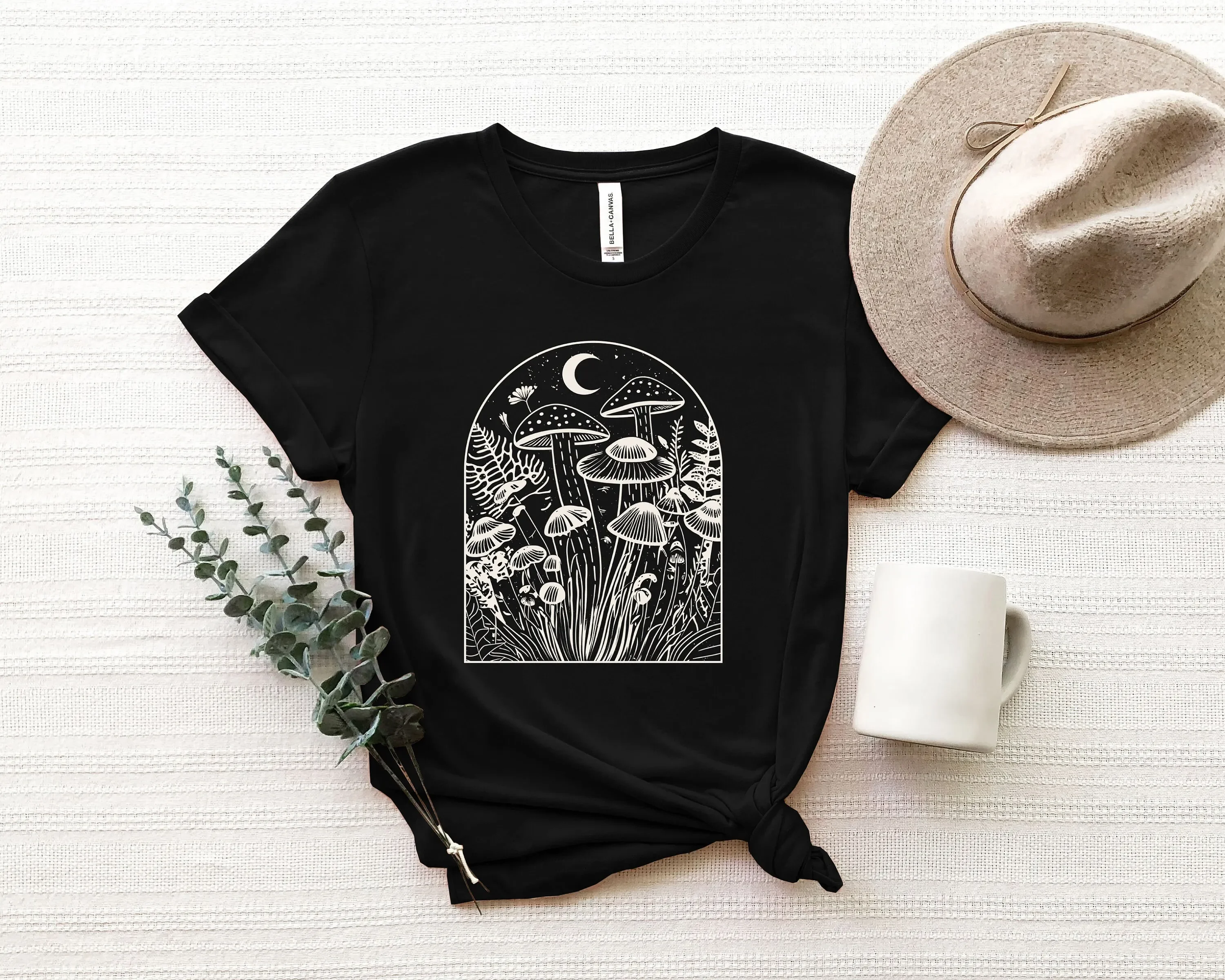 Mushroom Moon T Shirt Mystical Goblincore Clothing Celestial Nature Child Forestcore Spiritual