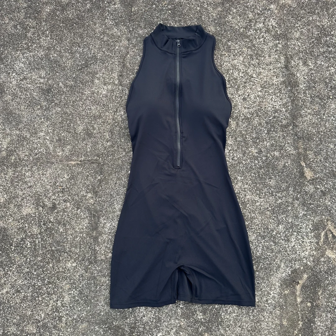 Solid color Back Waist Scrunch Backless Yoga Jumpsuit Short Set Women Zipper Sportswear Fitness One Piece Sports Suit Workout - Image 2