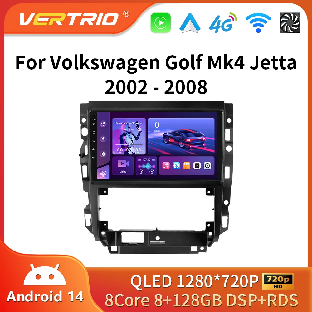 Android 16 For Volkswagen VW Golf 4 IV 2002-2008 Jetta MK4 Classics Car Radio Multimedia Player Carplay GPS Auto Stereo DSP QLED