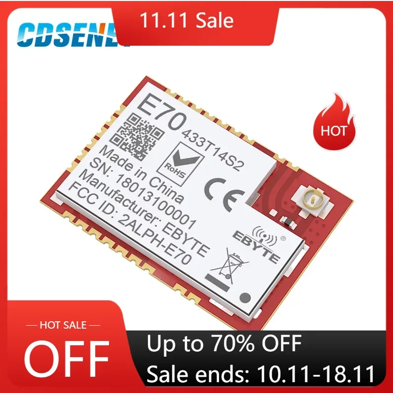 CC1310 433 МГц IOT SMD Rf Беспроводной модуль UHF CDSENET E70-433T14S2 UART IOT Беспроводной передатчик и приемник 14 дБм 1,5 км