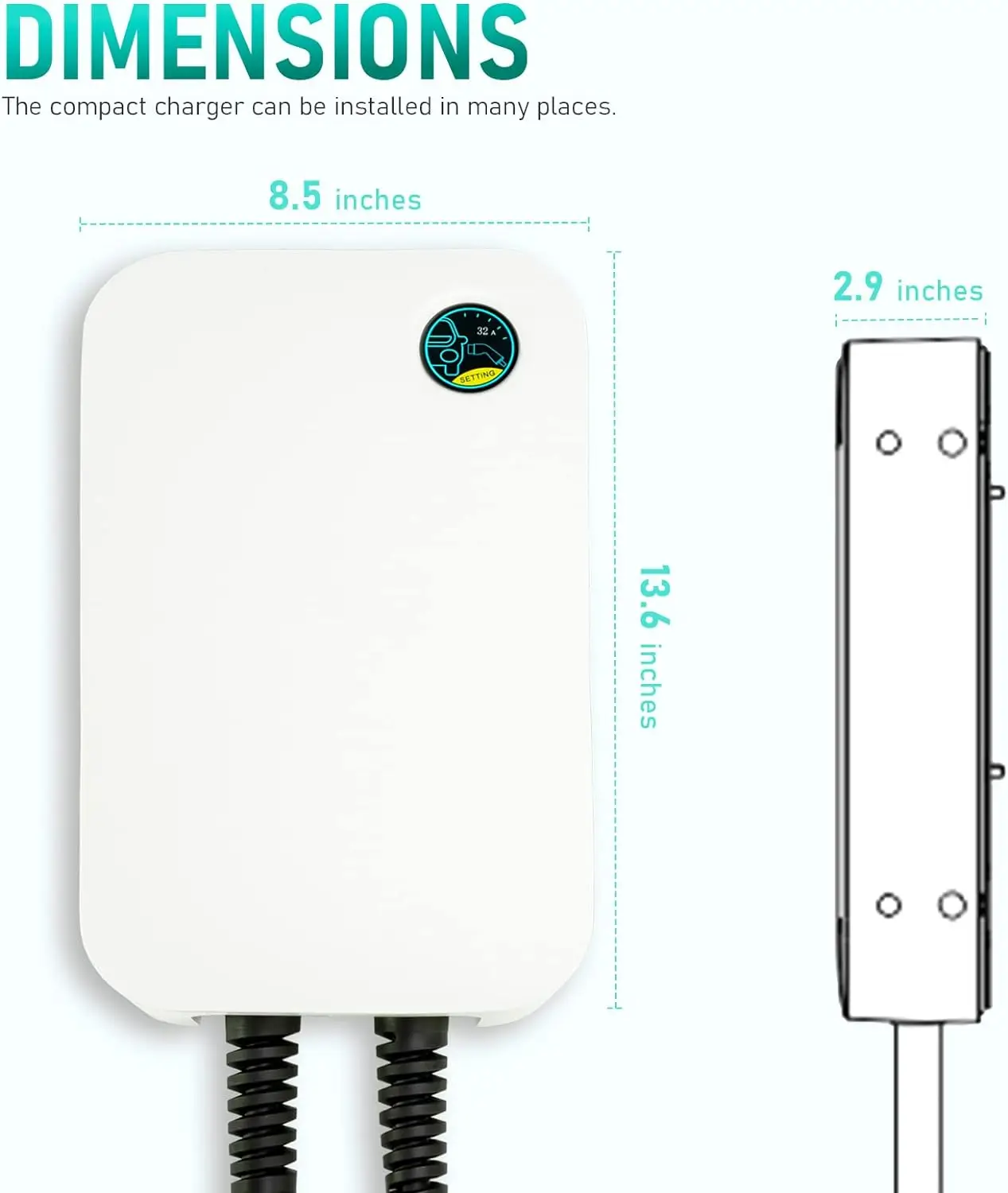 Level 2 Outdoor EV Car Charging Station 32A 22kw EV Wallbox