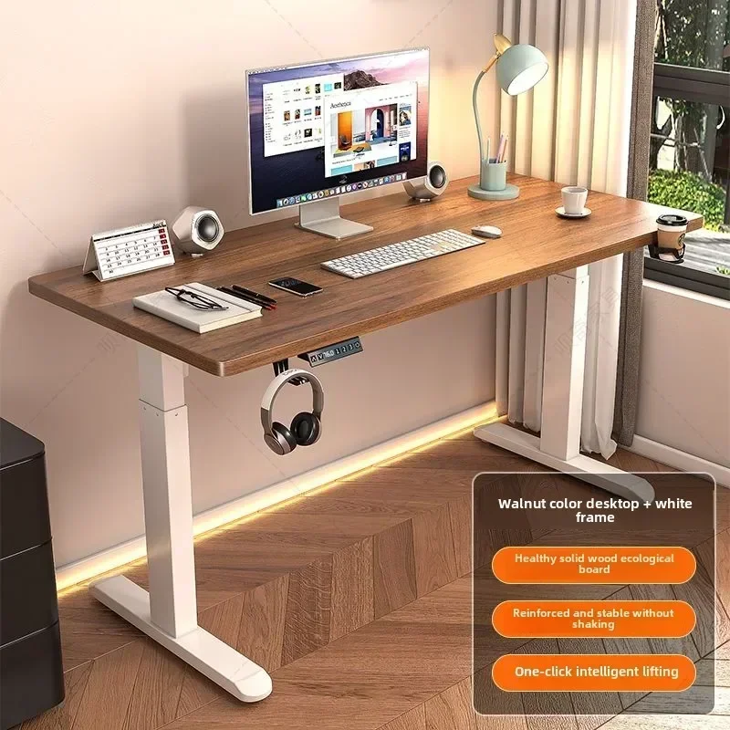 Solid Wood Electric Lifting Table Smart Computer Game E-sports Large White Student Study Table Lifting Table Desks Office