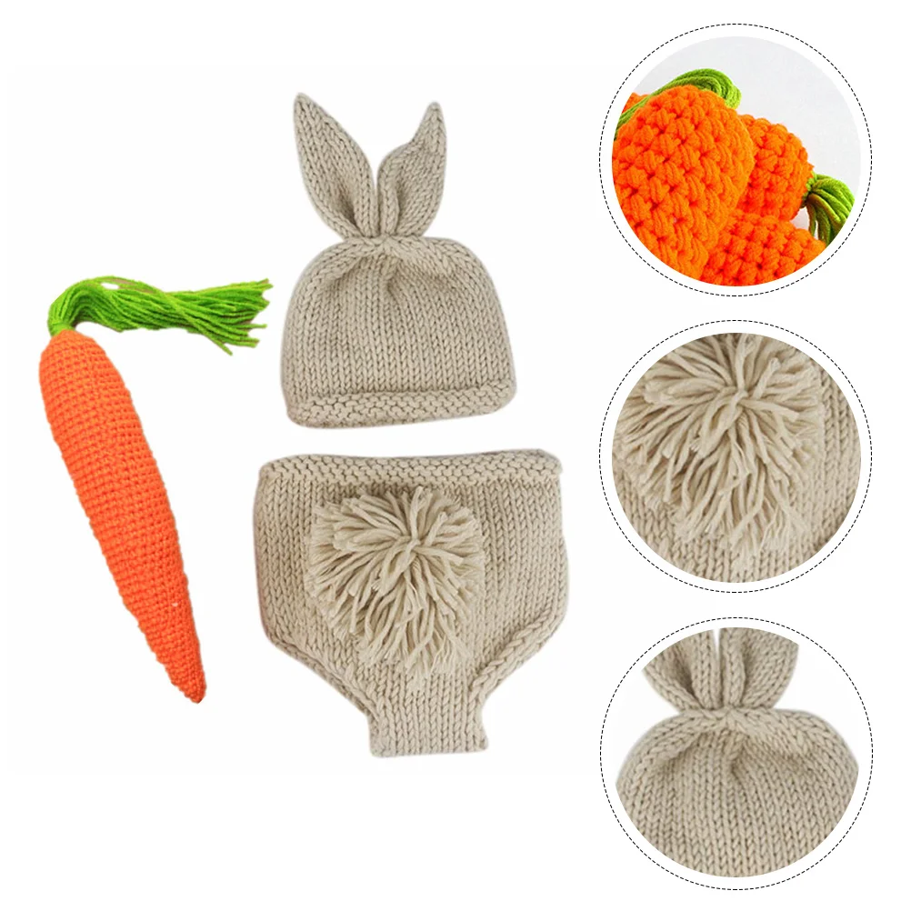 Ropa de fotografía de conejo, disfraz infantil, sombreros para niños, conjunto de accesorios de traje de Pascua para recién nacido, Kit de tejer de hilo para bebé y niño, 3 uds.
