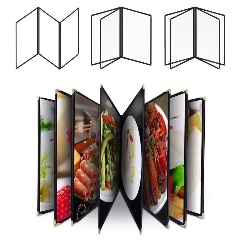 Durable Transparent Menu Cover Foldable PVC Menu Paper Holder a4 Size Double Panels a4 Document Holder For Kitchen