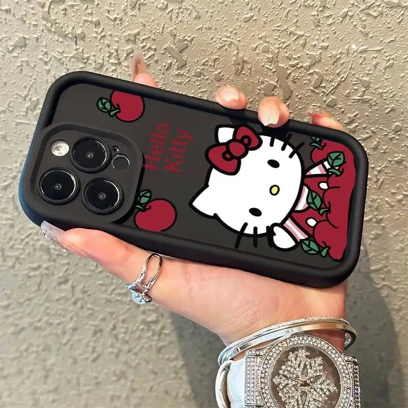 حافظة هاتف Miniso Sanrio Lovely Hello Kitty لهاتف آيفون 16 15 14 13 11 12 PRO MAX XR 8 PLUS Apple KT Cat حافظة هاتف مضادة للسقوط Y2k