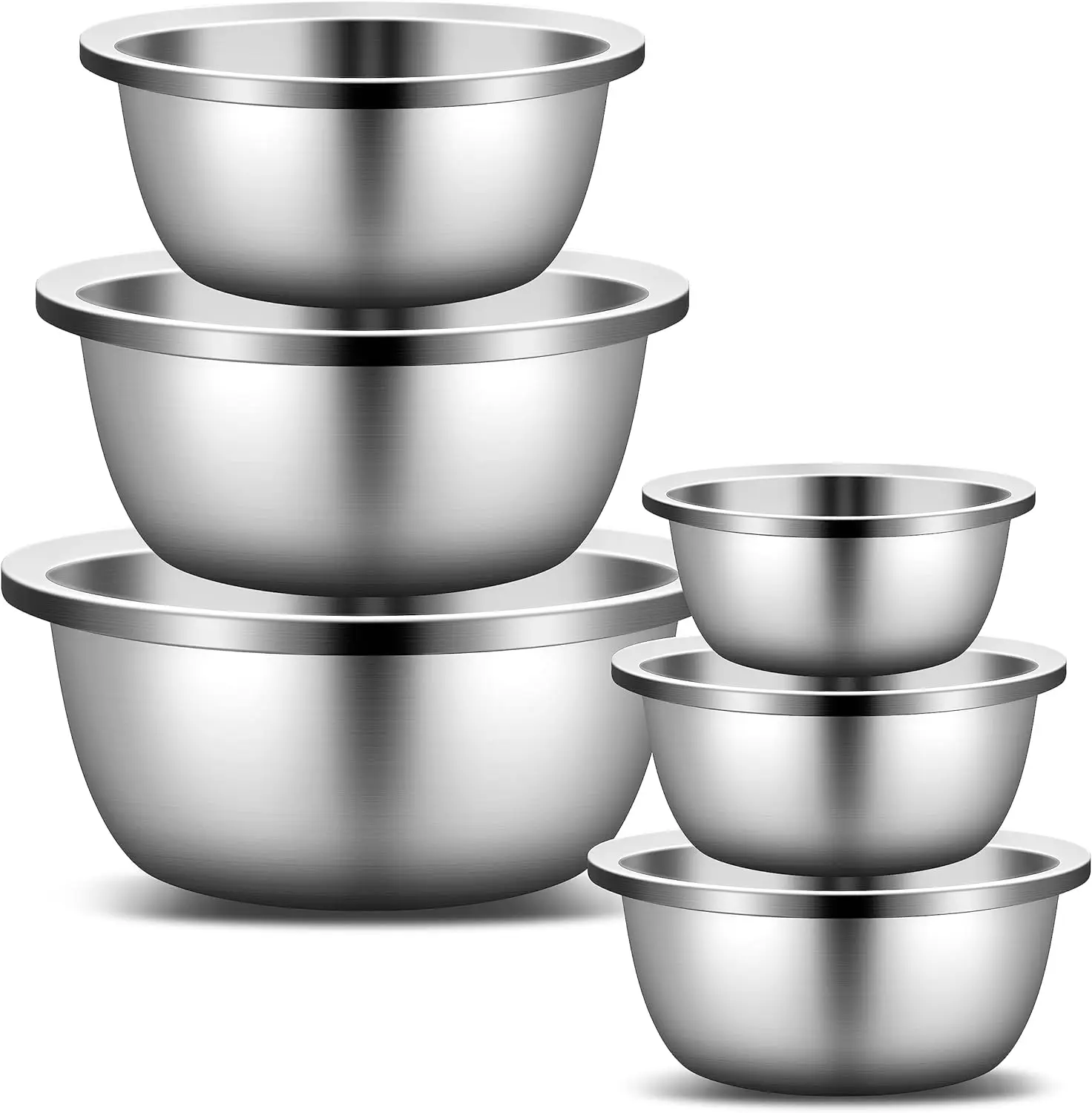 Kase 6-piece Stainless Steel Mixing Bowls Set, Heavy Duty & Easy Clean,