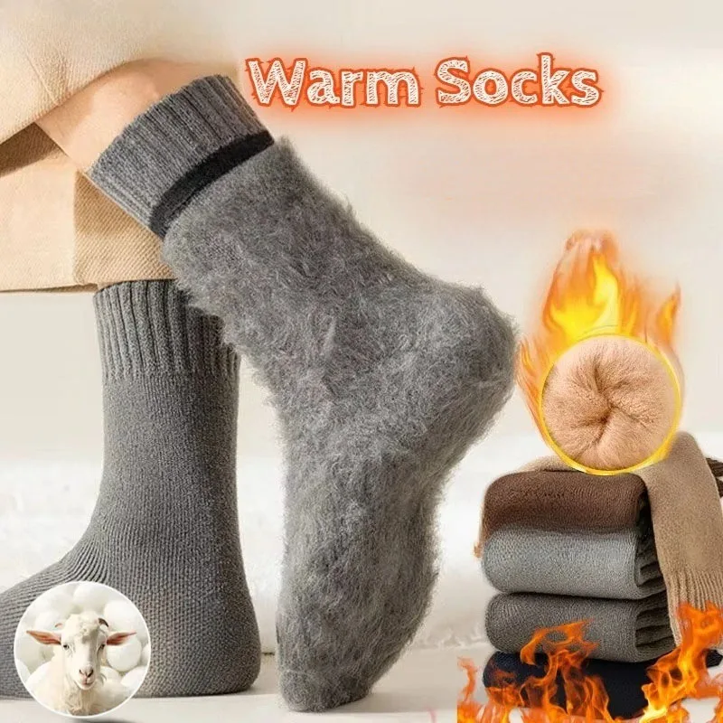 

Зимние теплые носки для мужчин и женщин, теплые носки в холодную погоду для походов и катания на лыжах, долговечные теплые носки средней длины