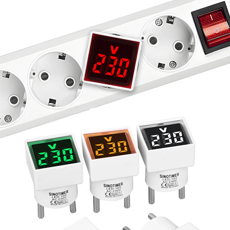 EU Plug Voltmeter Socket Voltage Tester Electric Voltage Meter Panel Monitor AC 220V/230V