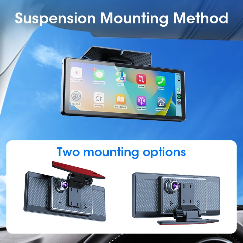 7/8.1 inch Suspended Type Wireless CarPlay Touch Screen Portable Car DVR Android Auto Dashcam GPS Navigation Rearview Camera FM