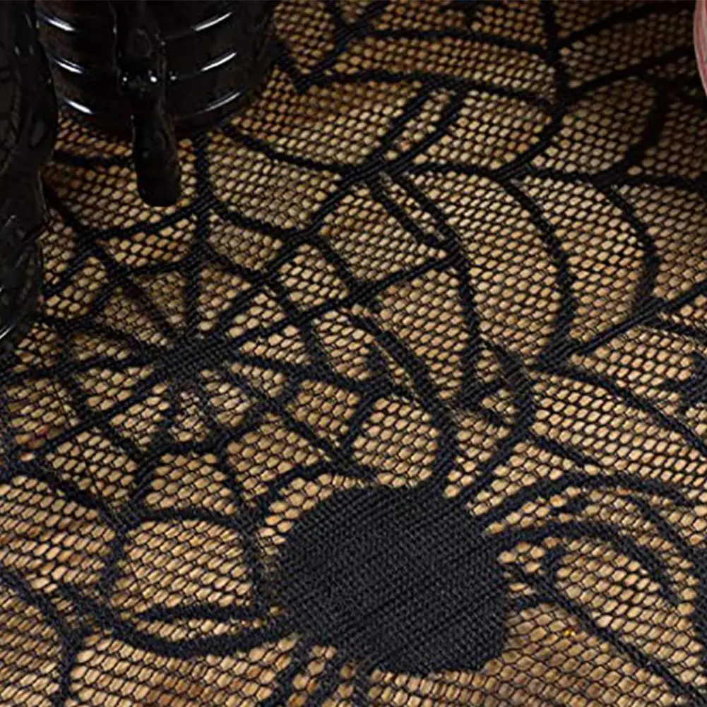 

Новая дорожка для украшения Хэллоуина, черная кружевная дорожка для стола в виде паутины для кухонного обеденного стола, украшение на Хэллоуин Q7O6