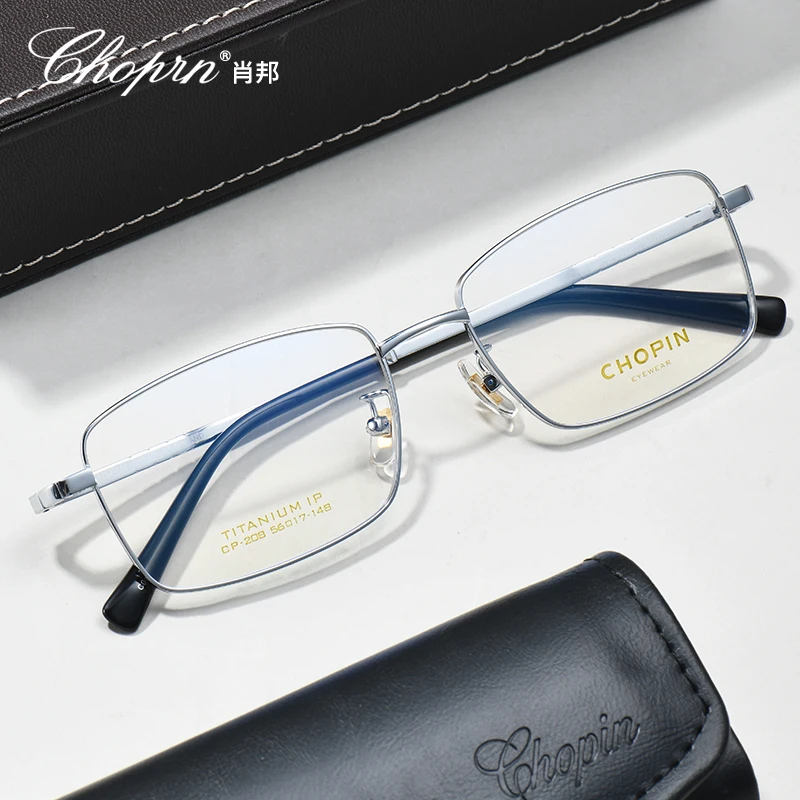 CHOPIN High-end Business Eyeglass Frame Semi-rim Titanium Metal Ultra-light Acetate Temples Unisex CP208