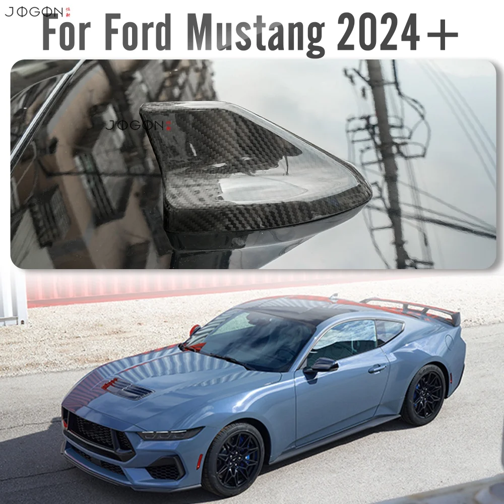 

JOGON 100% Carbob Fiber Car Exterior Accessories Roof Shark Fin Antenna Sticker Cover Trim Car-styling For Ford Mustang GT 2024
