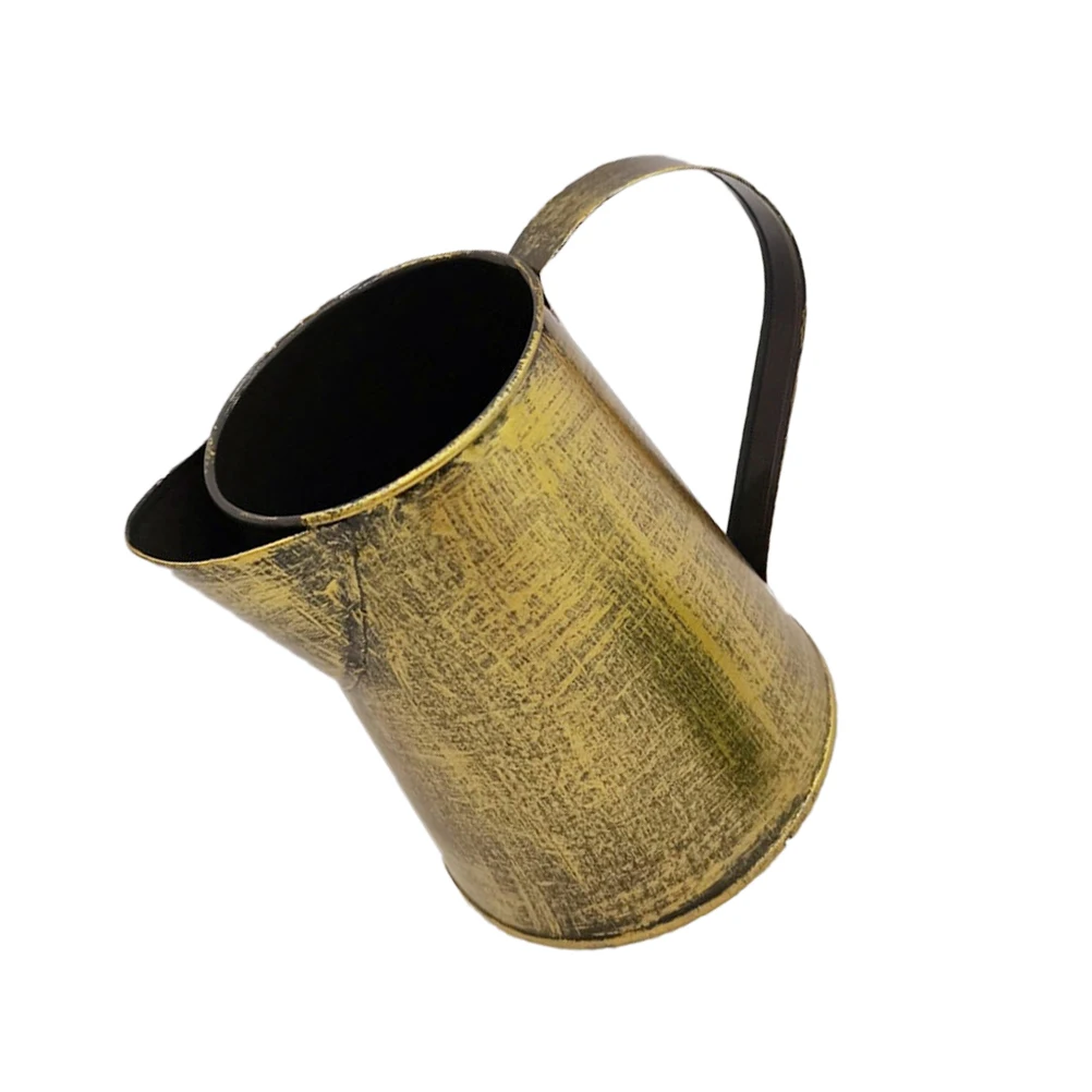 

Rustic Iron Flower Pot Corrosion Resistant Vase Unique Handle Retro Pitcher Style HomeDecoration Plant Holder Flower
