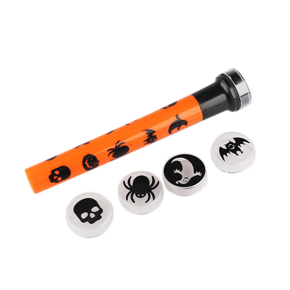 5 Sets Halloween Projection Flashlight Haunted House Props Pumpkin Ghost Pattern Orange