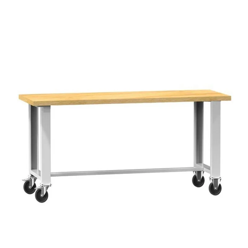 workbench tool cart with wheel double-layer liftable push-pull console solid wood anti-static steel plate desktop
