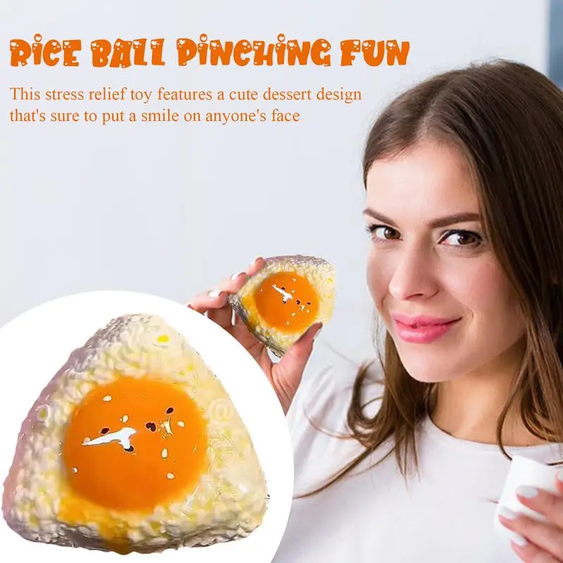 Bola de arroz de huevo para apretar, juguete de simulación de comida, juguete creativo de rebote lento, juguetes antiestrés de silicona para niños y adultos, regalos para aliviar el estrés