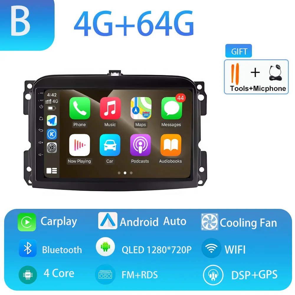 Android 15 voor Fiat 500L 2012-2018 Draadloze Carplay Stereo Scherm Autoradio GPS Navigatie Multimedia Speler 4G WIFI Head Unit