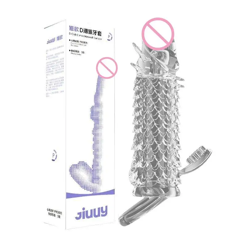 Hoyytu 1Pcs Reusable Silicone Penis Enlarger Delay Condoms Realistic Penis Extension Cock Sleeve For Men Dildo Enhancer Sex Toys