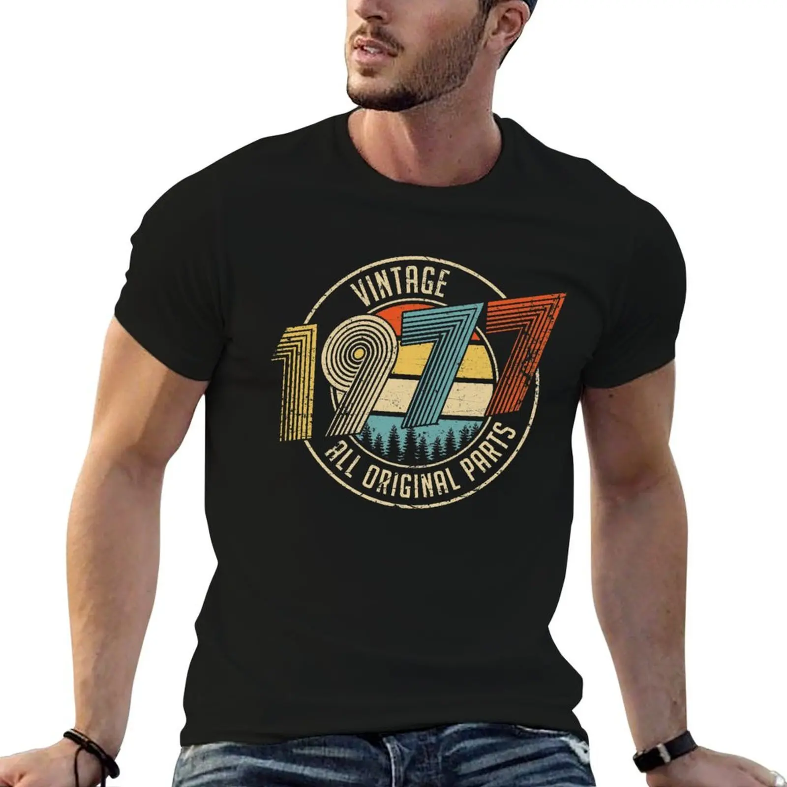 

Vintage 1977 All Original Parts birthday gifts T-Shirt man t shirt heavy cotton t shirt for man man t shirt cotton T-Shirt