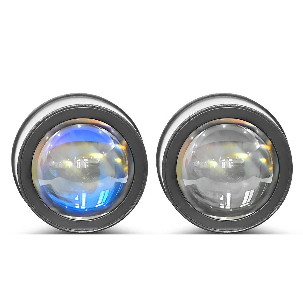 Tricolor Biled Fog Light Lens 3'' LED Foglamp Projector Lens For Toyota Ford Honda Diode Optical Retrofit Kit convex  Lenticular
