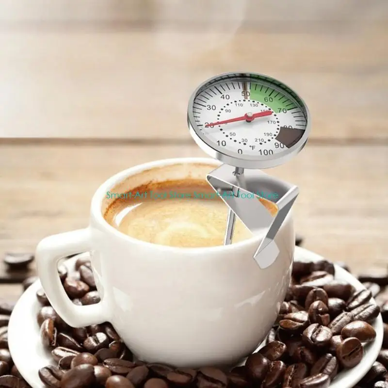 E1PB Durable Plastic Coffee Milk Thermometers Clear Display White Case Compact Storage Cooking Essential