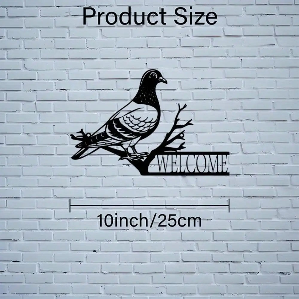 Brand Minimalist Dove Silhouette Metal Wall Art Welcome Sign Branch Indoor Outdoor Garden Patio Decor Bird Theme Year-Round Acce