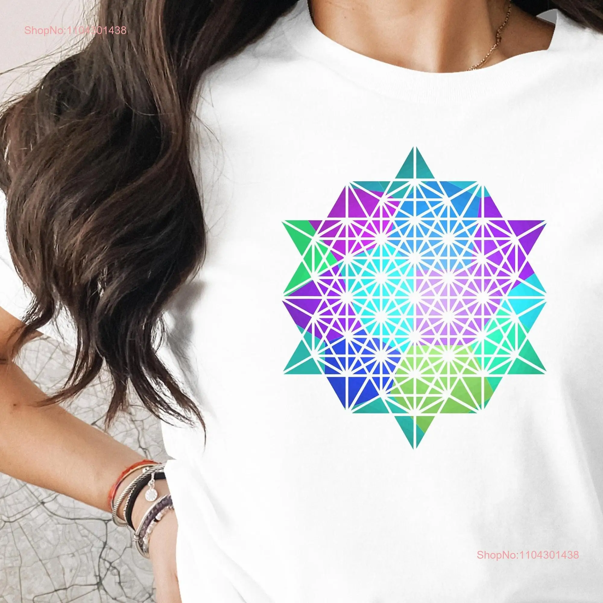 Base 64 Dodecahedron Flower of Life Time Space Pattern Sacred Geometry Symbol T Shirt long or short sleeves