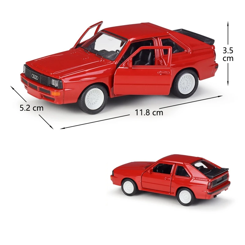 1/36 Audi Sport Quattro Racing Toy Car Model Welly Classical Rally Diecast Metal Miniature Pull Back Collection Gift For Boy Kid